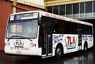 Bus 253 - part of the Launceston fleet and advertising a Launceston radio station.