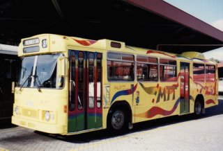 Bus 53 carrying advertising for Metro; 1993